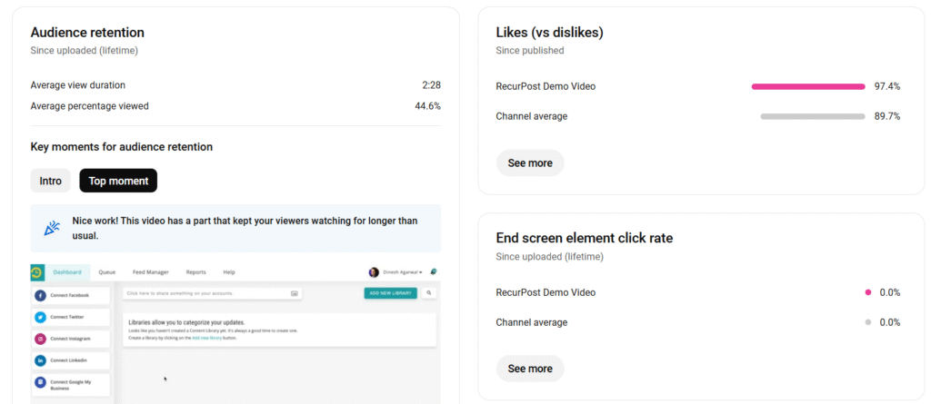 Likes, comments & shares