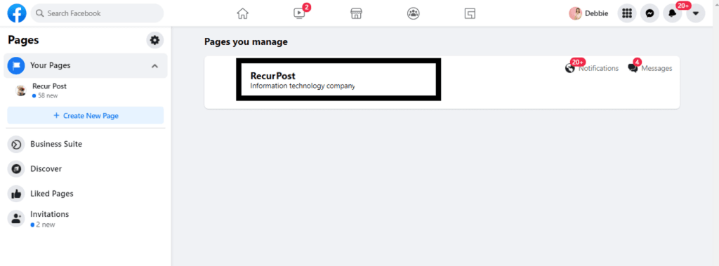 Manage Facebook page with Recurpost