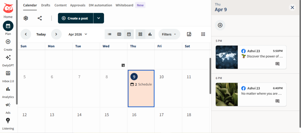 Content Calendar in Hootsuite