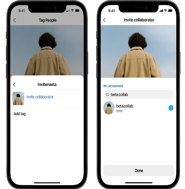 tag and invite collaborator on instagram