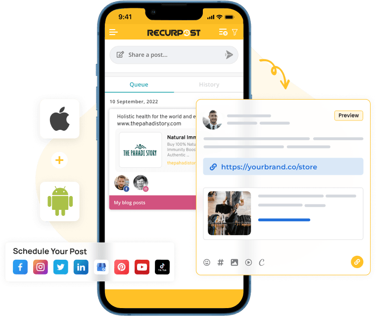 ios and android app-recurpost social media scheduler