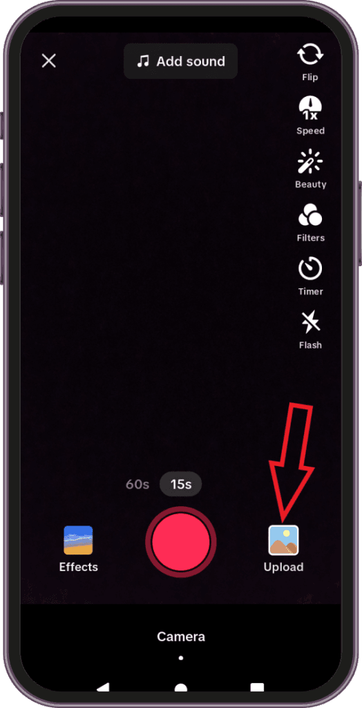 upload a video on TikTok