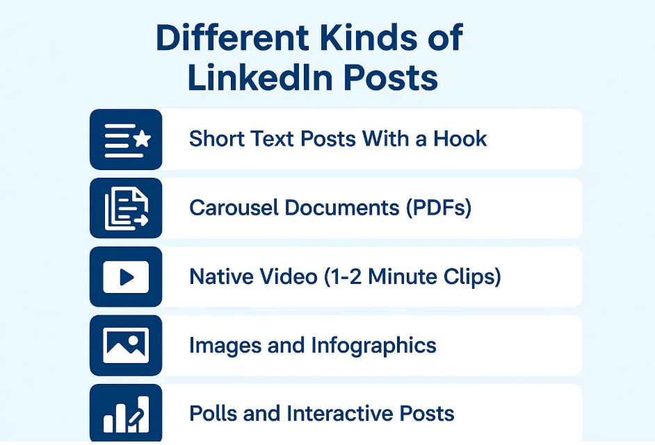 different kinds of linkedin posts