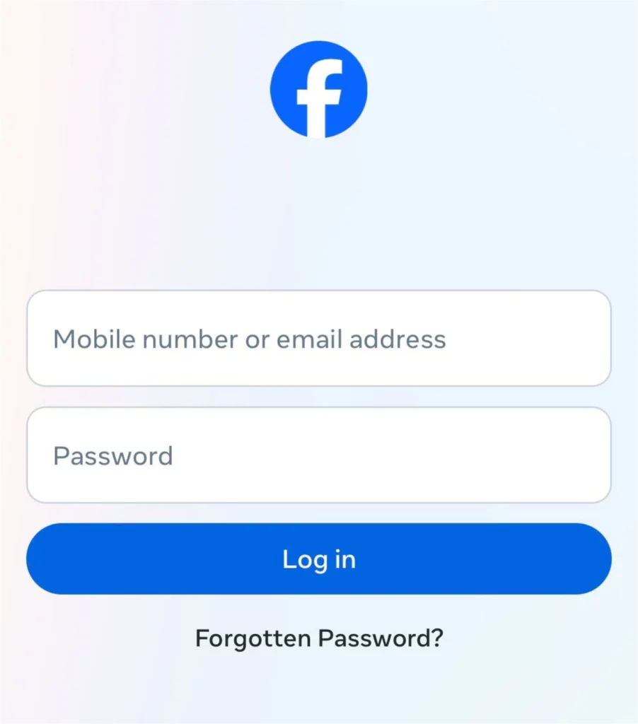 log in to facebook account