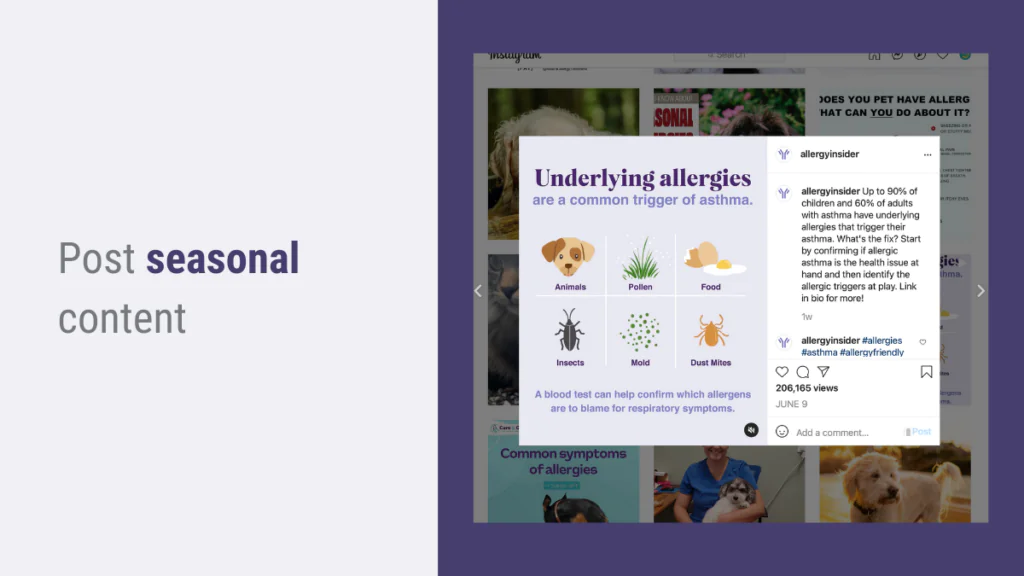 Post seasonal content for socia media