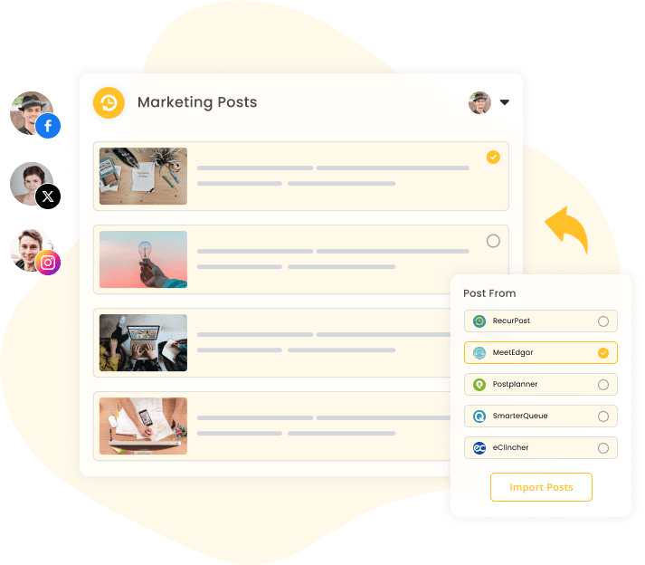 import from social while switching tools-import content