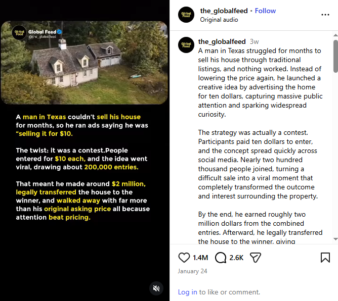 Social media real estate giveaway campaign