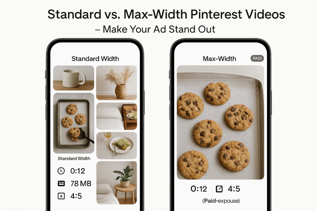 Pinterest standard and max-width video ads
