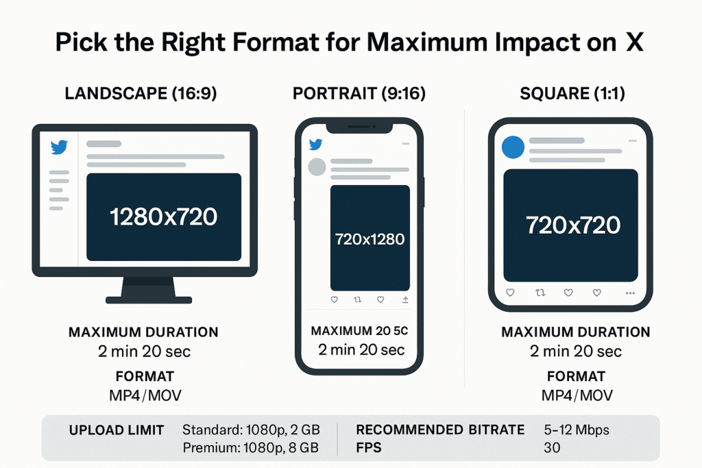 Twitter landscape, portrait, and square videos