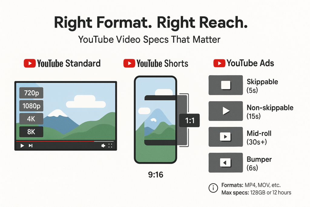 YouTube Standard, Shorts, and Ad formats