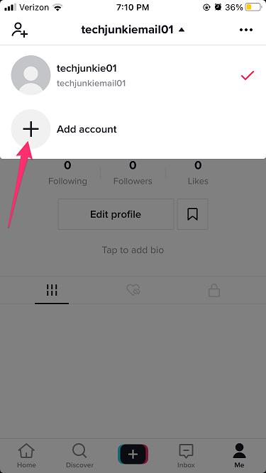 add account on tiktok