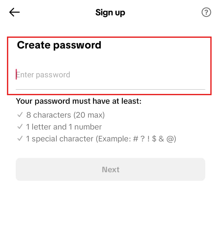 create a strong password in tiktok