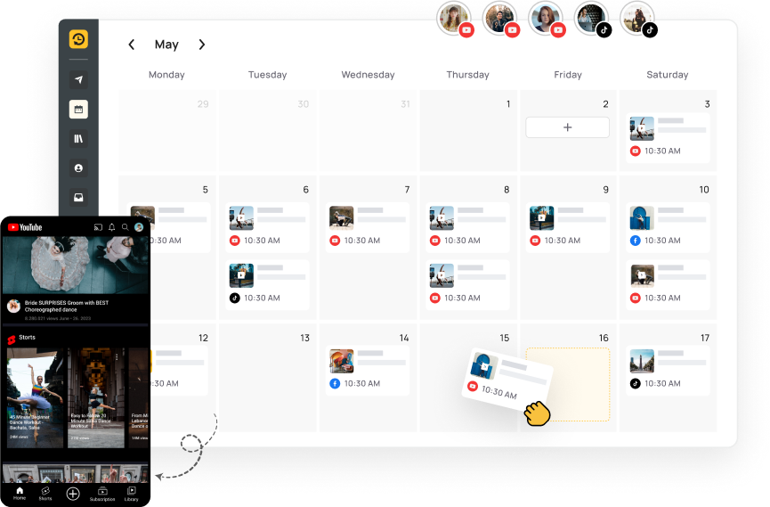 YouTube content calendar dashboard
