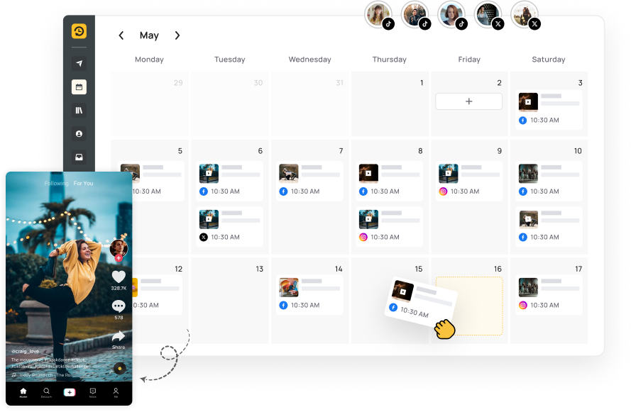 TikTok Scheduler with visual monthly content calendar
