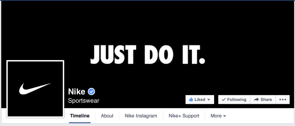 Nike facebook profile to understand brand voice to build social media presence