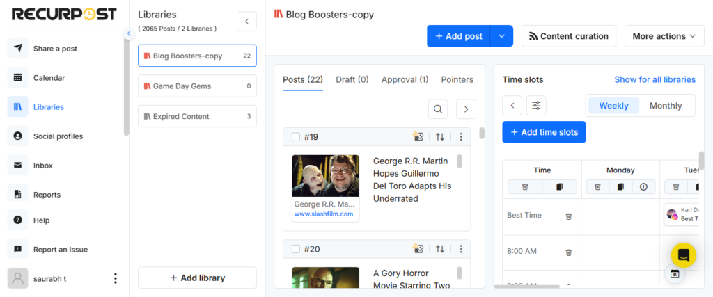 Content Libraries in RecurPost