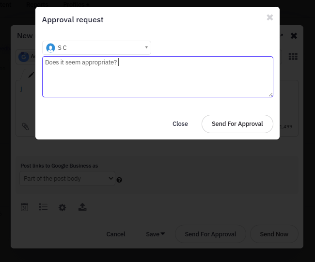Sending Approval Request in Sendible