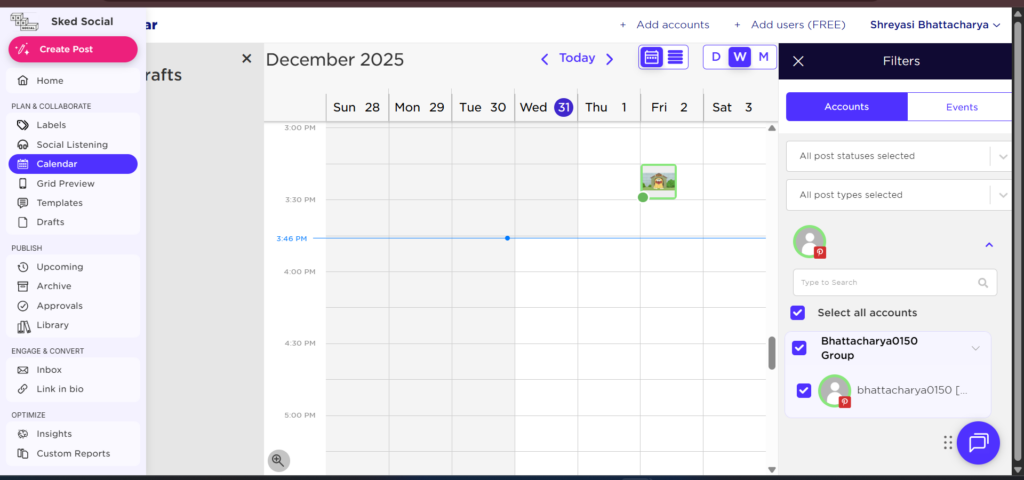 Sked Social Clean Calnedar