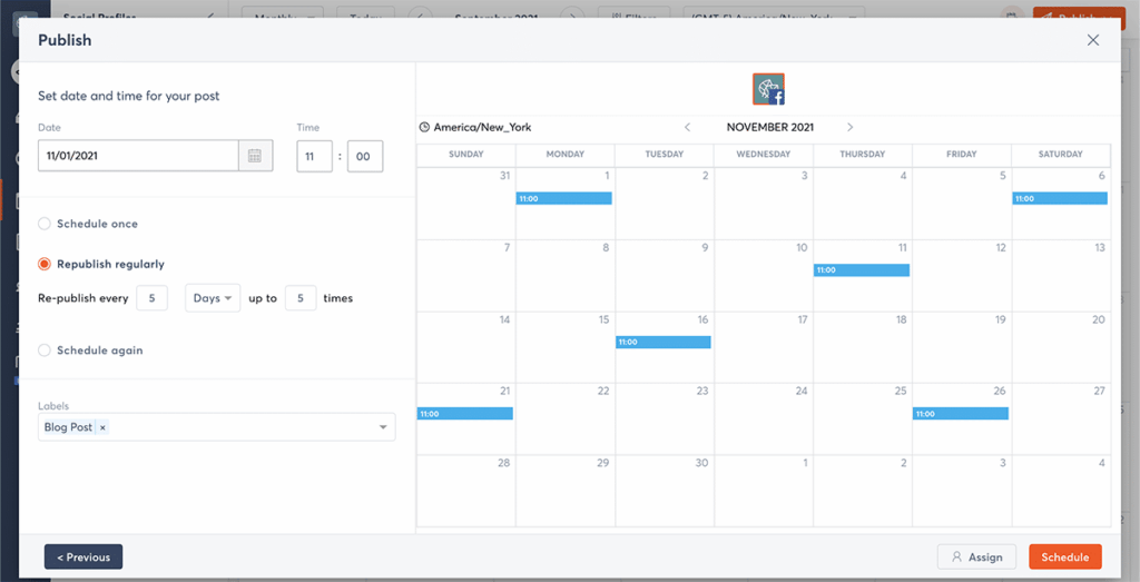 Agorapulse content scheduling