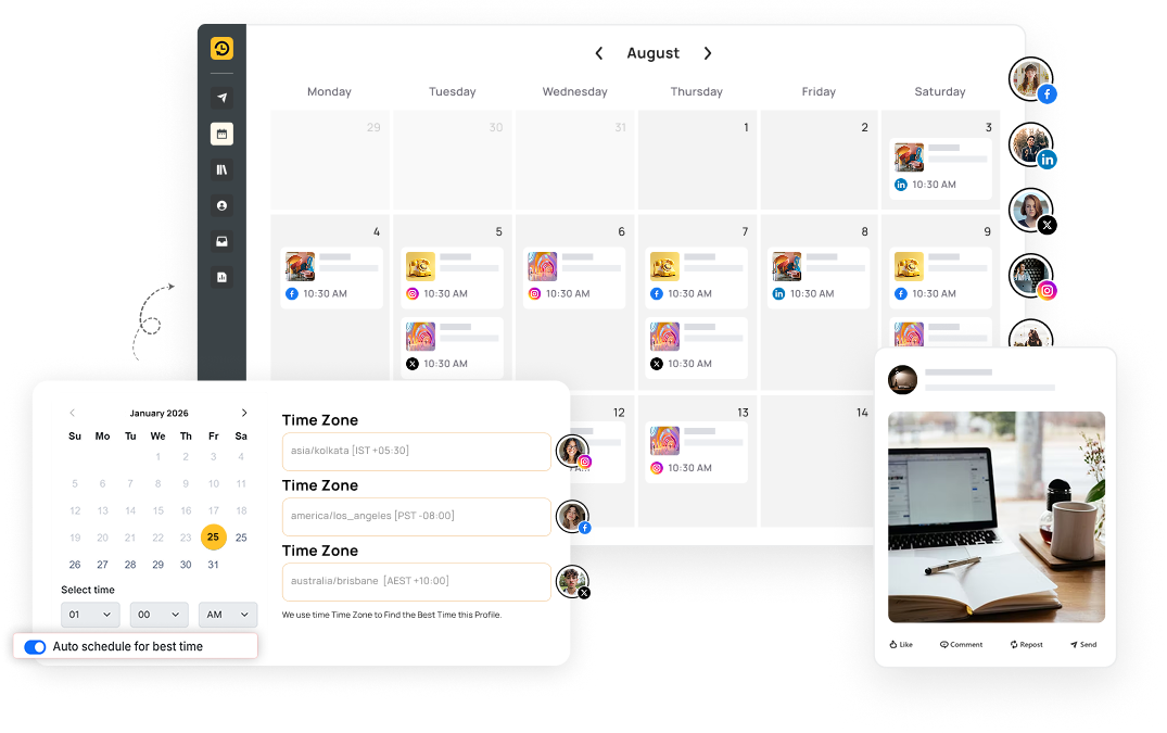 Social Profile-wise Timezones & Best Time Suggestions​